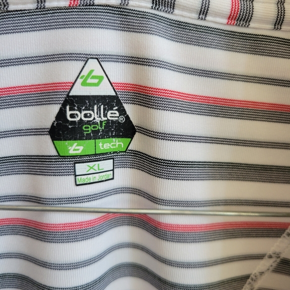 Bolle Golf Tech Shirt Men's Striped Short Sleeve Extra Large Moisture Control - Picture 2 of 5